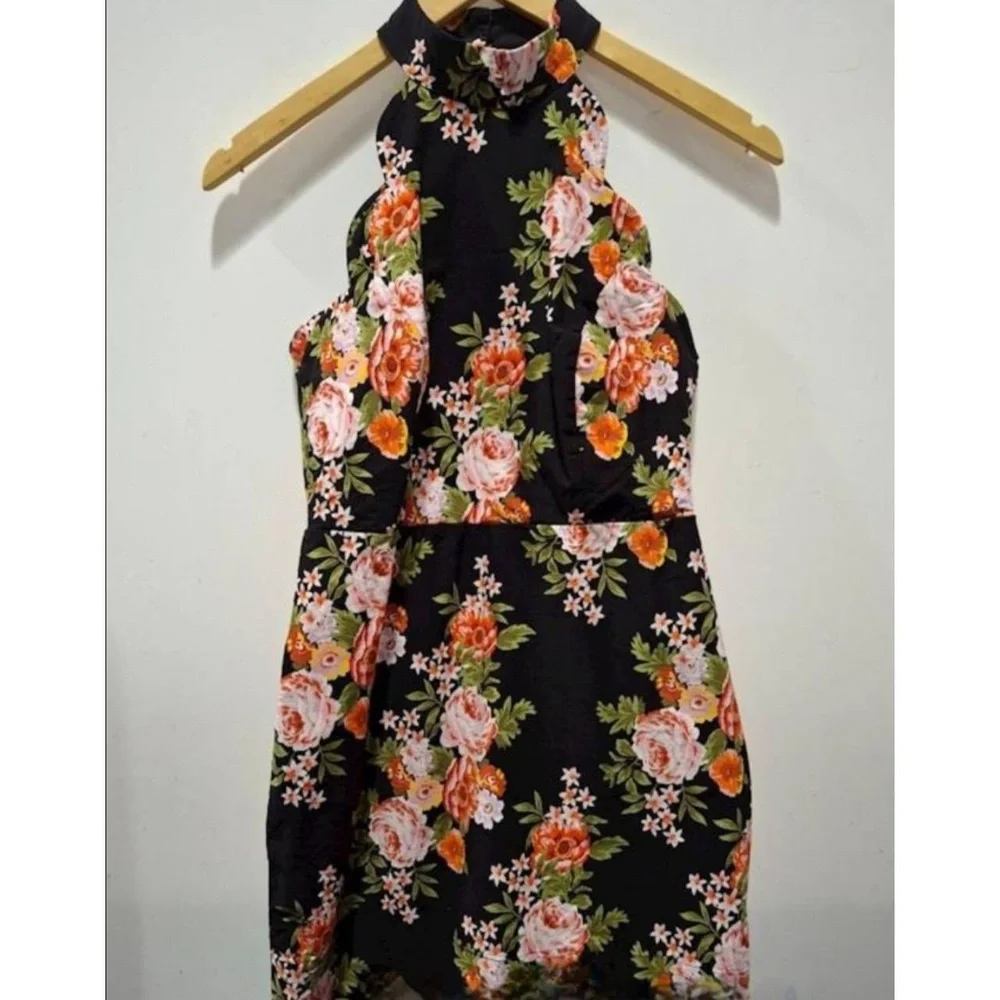 MAEVE by Anthropologie – Sleeveless‎ Floral Halter Scallop Mini Dress | Size M